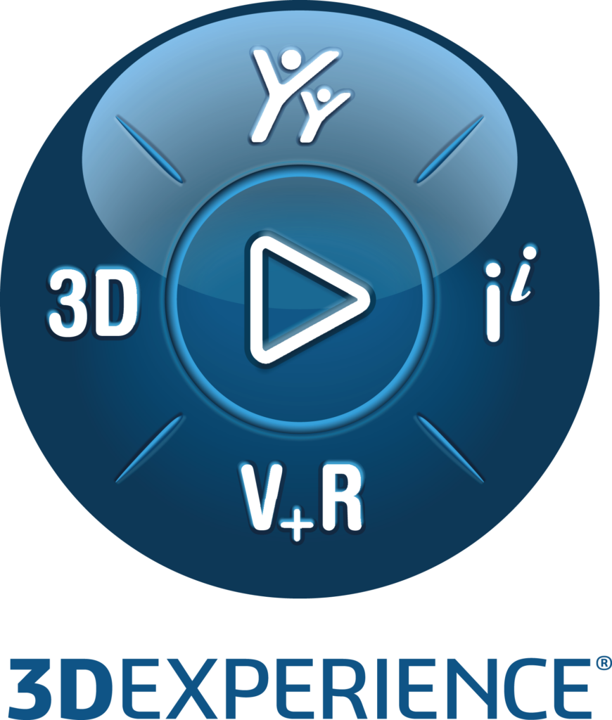 Logo 3DEXPERIENCE de Dassault Systèmes - plateforme cloud sur laquelle BEAM CUBE construit ses jumeaux virtuels d'activités